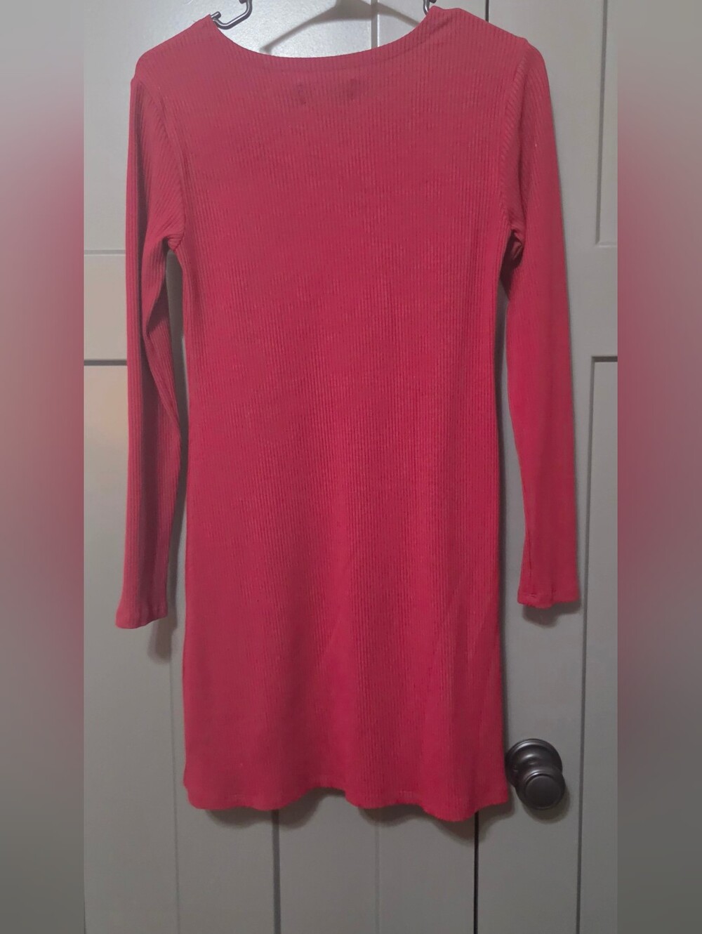 Reformation Ribbed Knit Long Sleeve Dress Raspberry Red Size L - Picture 6 of 8